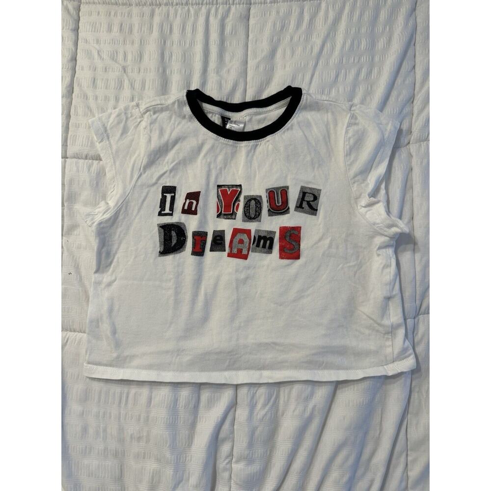 H&M Divided White Crop Top In Your Dreams Short Sleeve T-Shirt Y2K 90s